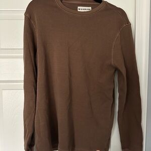 Men's Brown Long Sleeve Waffle Henley